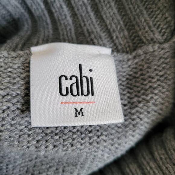 CAbi Eden Pullover Sweater Turtleneck Gray Bell Sleeves Gray Floral Women Medium - Picture 11 of 13